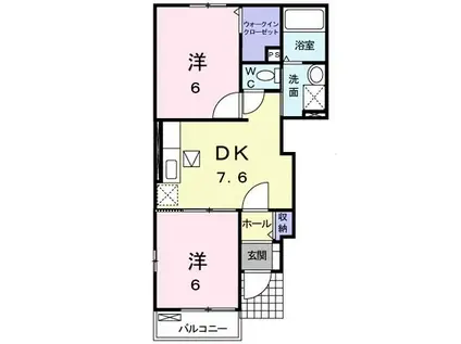 セナークル(2DK/1階)の間取り写真