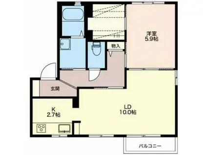 ブエノス池の端(1LDK/1階)の間取り写真