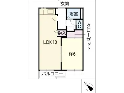 ドミール加納(1LDK/1階)の間取り写真