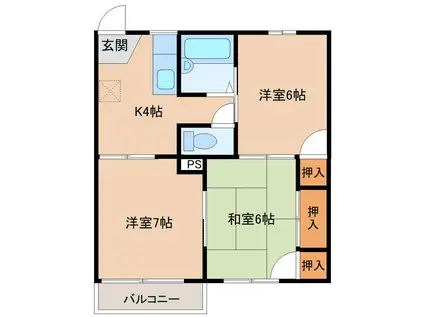 グリーンフォーブルII(3K/2階)の間取り写真