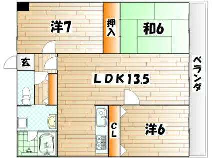 パストラール(3LDK/7階)の間取り写真