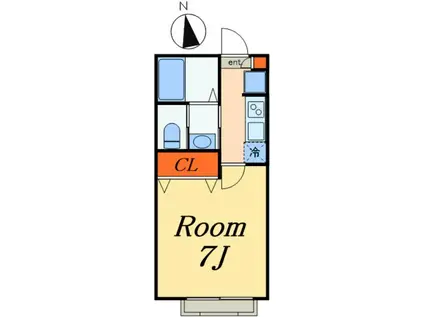 リヴェール松戸(1K/2階)の間取り写真