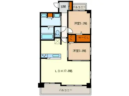 MCG鳥飼(2LDK/3階)の間取り写真