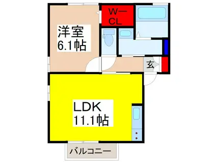 パサージュA(1LDK/2階)の間取り写真