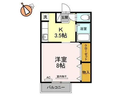 コーポアネシス(1K/2階)の間取り写真