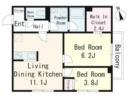 インフォレスト(2LDK/1階)の間取り写真