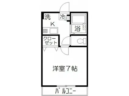 マーブル武蔵浦和(1K/1階)の間取り写真