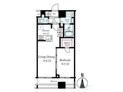 プレール・ドゥーク蔵前(1LDK/7階)の間取り写真