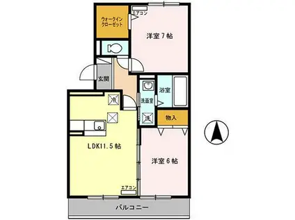 シャールポンドV(2LDK/2階)の間取り写真