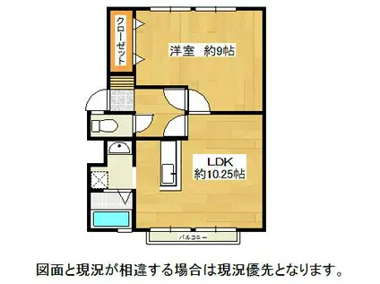 ヴェルディハイツC(1LDK/2階)の間取り写真