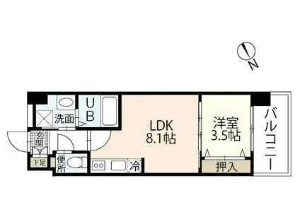 セクション舟入(1LDK/5階)の間取り写真