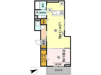 前原東NTステージ(1LDK/1階)の間取り写真