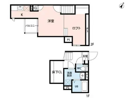 CB久留米ヴェール(1K/1階)の間取り写真