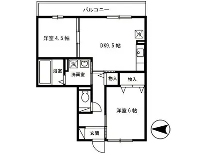 レフィナードカルチェ(2DK/3階)の間取り写真