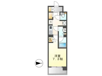 ラフィシア上前津(1K/11階)の間取り写真