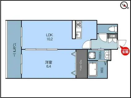 グレイスヴィラ西大畑(1LDK/2階)の間取り写真
