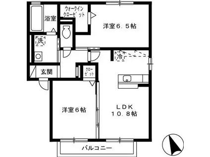 ウィルモア寧 A棟(2LDK/2階)の間取り写真