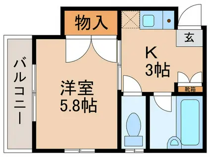 グリーンヒル(1K/3階)の間取り写真