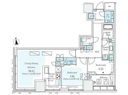 パークコート ザ・三番町ハウス(2LDK/3階)の間取り写真
