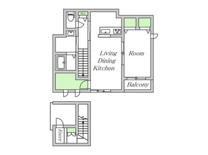 VERTU文の里 (1SLDK/2階)の間取り写真