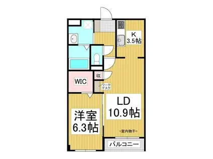 サン・フローラ南俣(1LDK/1階)の間取り写真