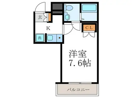 ソーシア西院(1K/3階)の間取り写真