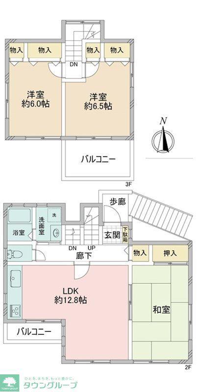 吉祥ガーデン成田東(3LDK/2階)の間取り写真