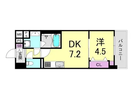 GIOIA NAMBA(1DK/3階)の間取り写真