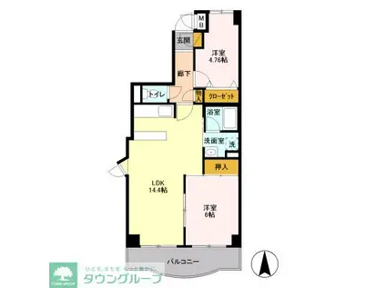 グランソレイユ大宮(2LDK/5階)の間取り写真