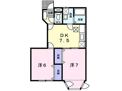 パルテール(2DK/1階)の間取り写真