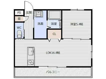 ピース・カーザ(1LDK/1階)の間取り写真