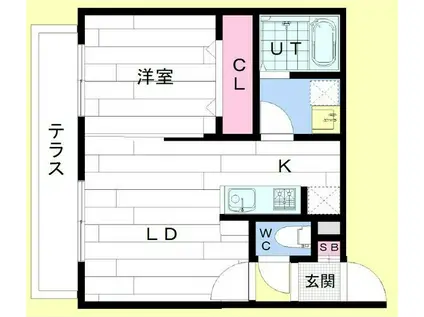 ブラントワール新道東(1LDK/2階)の間取り写真
