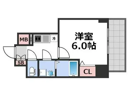 エスリード大阪城テラス(1K/2階)の間取り写真