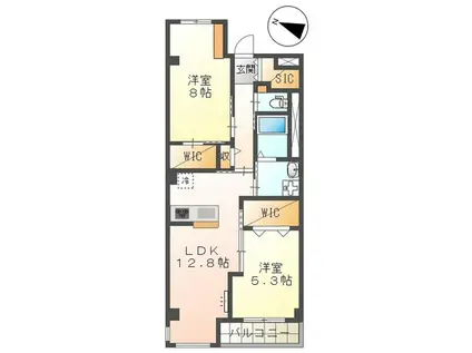 イーストウィステリアワン(2LDK/3階)の間取り写真