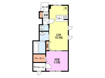 PURIMERA(1LDK/1階)の間取り写真