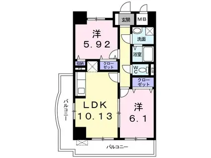 ヌーベル メゾン ヤマヤ(2LDK/2階)の間取り写真