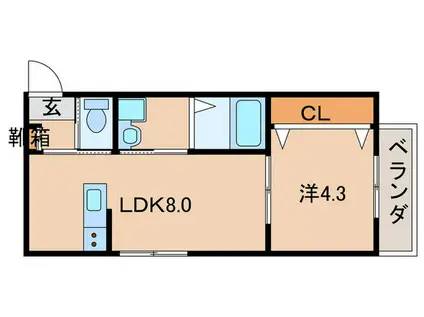 グランメール芦屋南宮町(1LDK/1階)の間取り写真