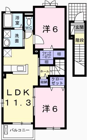 PRIMASTELLA(2LDK/2階)の間取り写真