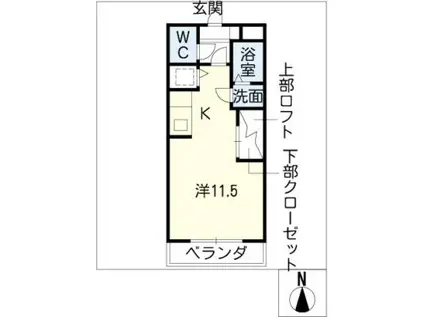 プランドールパルファ(ワンルーム/2階)の間取り写真