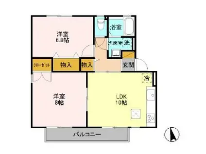 スプリングパーク横田E(2LDK/2階)の間取り写真