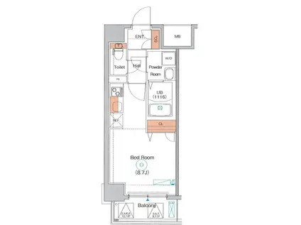 エストゥルースプラスサウス大阪(ワンルーム/9階)の間取り写真