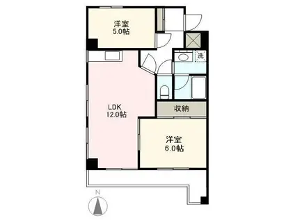 ベルエミナンス桜町マンション(2LDK/5階)の間取り写真