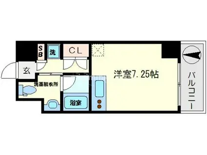 ルネ日本橋ANHELO(ワンルーム/7階)の間取り写真