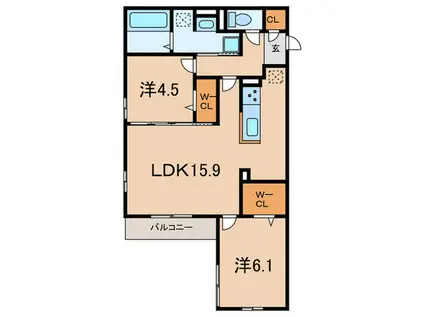 クラシスト甲子園一番町II(2LDK/3階)の間取り写真