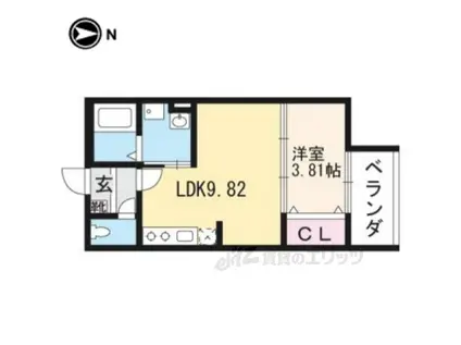 エスペランサ桃山(1LDK/1階)の間取り写真