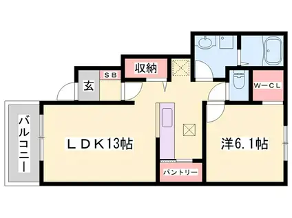 グランデ光祥2(1LDK/1階)の間取り写真