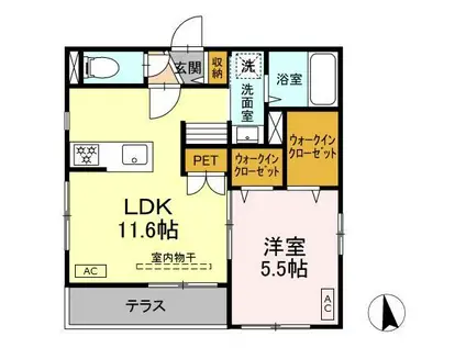 PAUL MAISON(1LDK/1階)の間取り写真