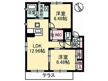 シャーメゾン屋島(2LDK/1階)の間取り写真