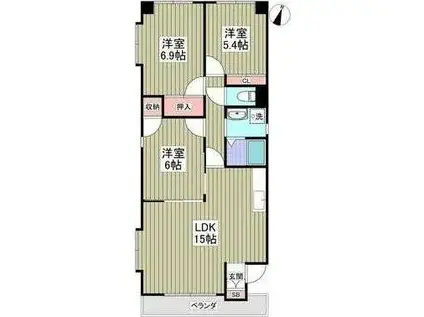 ルネスシーナ(3LDK/1階)の間取り写真