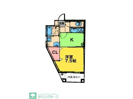 グランデュール武蔵野壱番館(1K/6階)の間取り写真